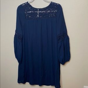 Navy Blue Chiffon Tunic Dress